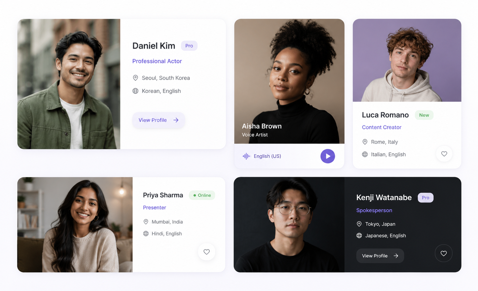 Catalogue of AI actor portraits